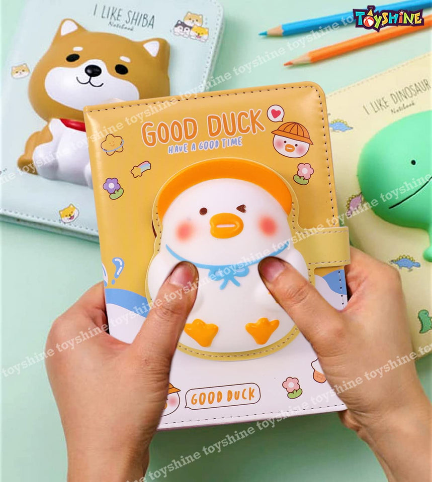 Toyshine Penguin Stress Relief Notebook with Soft Touch for Kids Girls Students Gift, PU Leather Hardcover School Office 7×5 Inch 128 Pages