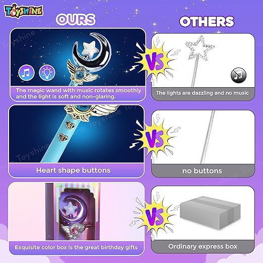 Toyshine Princess Fairy Magic Wand Moon Styling Stick Flashing Toy with Music and Light for Kids - D
