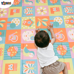 Toyshine 200 cm x 180 cm Baby Floor Mat Extra Large Foam Play Mat | Foldable, Reversable, Waterproof Gym Activity Crawling Mat Non Toxic - Flower and Insect
