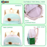 Toyshine 11" Cute Teddy Theme Kindergarten Backpack for Kids Girls Boys Toddler Backpack Preschool Nursery Travel Bag Picnic Bag, Mini Size - Green