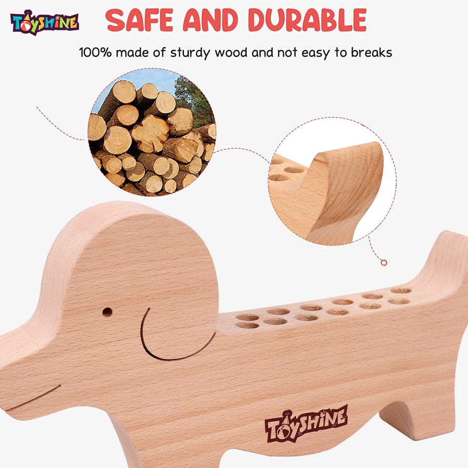 Toyshine Animal Shaped Wooden Pen Pencil Holder|Desk Organizer- Dog
