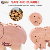 Toyshine Animal Shaped Wooden Pen Pencil Holder|Desk Organizer - Elephant