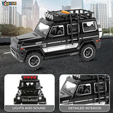 Toyshine 24 * 10cm Friction Powered Jeep with Music and Lights Smooth Push and Go Pretend Play Toy Car inbuilt with Doors Openable Feature Great Gift for Children Boys Girls - Black