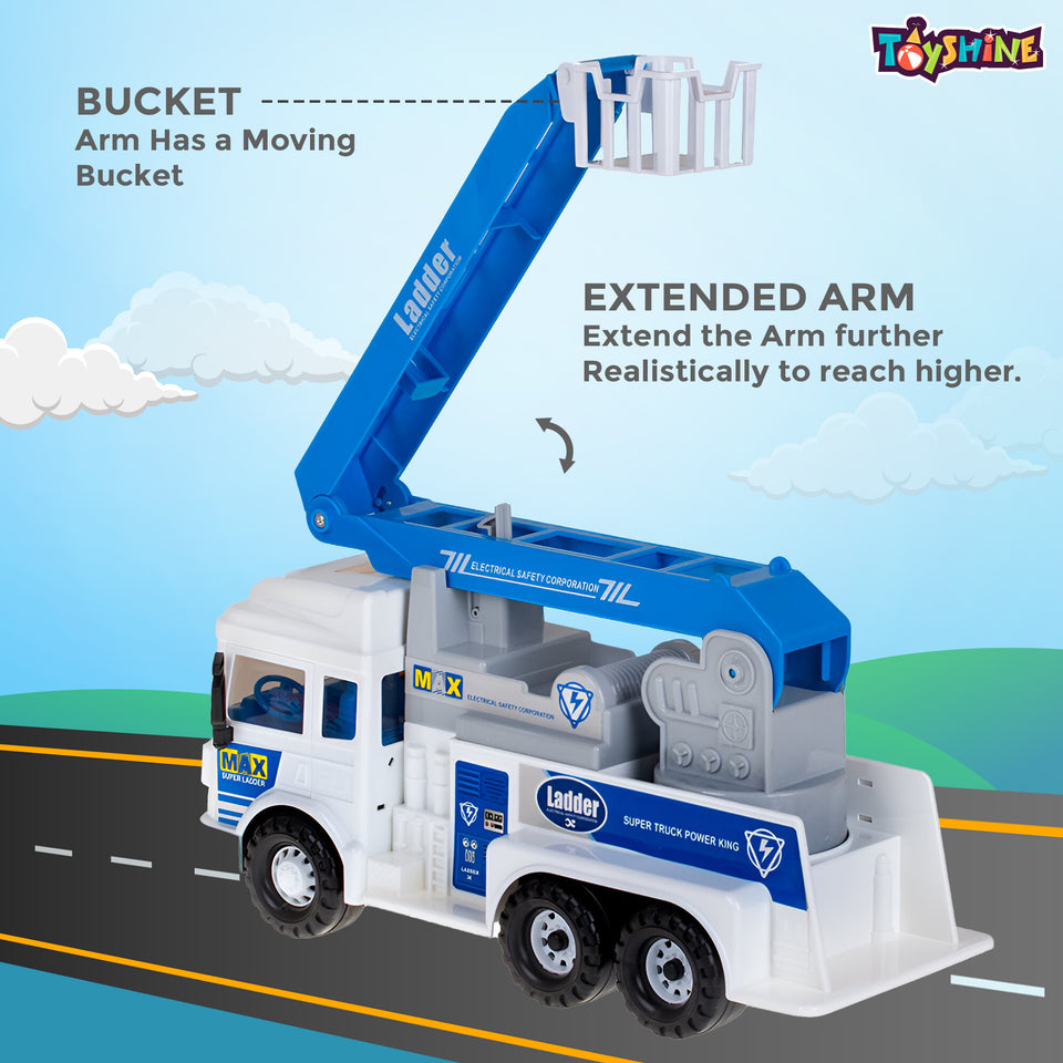 Toyshine 1:16 Scale 360° Rotation Repair Lifter Cum Rescue Ladder Holder Musical Friction Powered Toy Truck for Kids 3+ Years