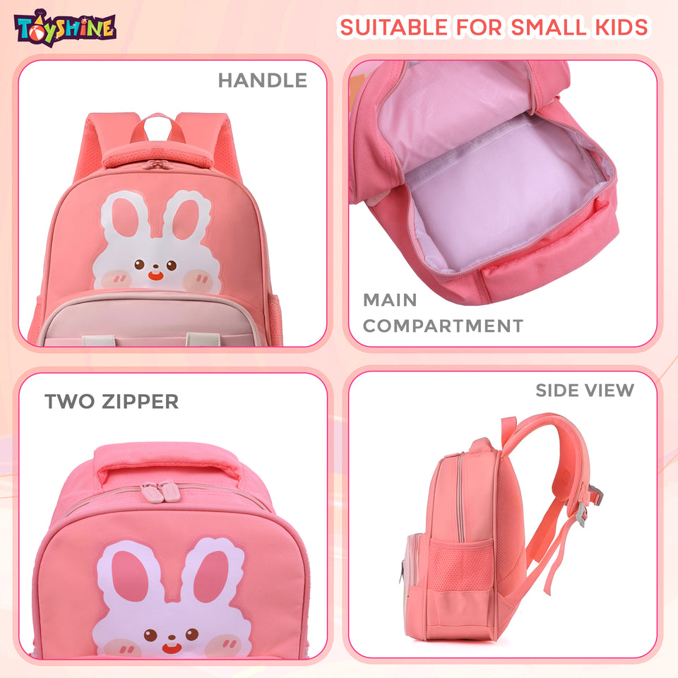 Toyshine 11" Cute Rabbit Design Kindergarten Backpack for Kids Girls Boys Toddler Backpack Preschool Nursery Travel Bag Picnic Bag,Mini Size - Pink