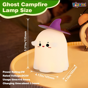 Toyshine Halloween Ghost Night Light Squishy Silicone 3 Level Dimmable LED Rechargeable Touch Lamp with Timer Function for Bedroom & Office