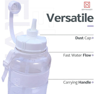 Spanker Sports Water Bottle 1.5 L / 55 OZ Half Gallon Carry Handle Big Water Jug For Sport | Ecofriendly, Plastic, Leakproof- White