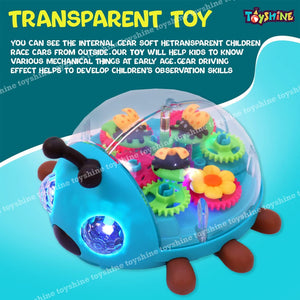 Toyshine Transparent Bump and Go Ladybug with 3D Lightning, Moving Gears and Music | Birthday Toy Gift for 2-5 Year Old Boy, Girl, Baby