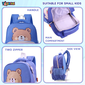 Toyshine 11" Cute Bear Design Kindergarten Backpack for Kids Girls Boys Toddler Backpack Preschool Nursery Travel Bag Picnic Bag, Mini Size - Blue