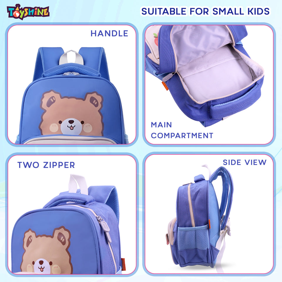 Toyshine 11" Cute Bear Design Kindergarten Backpack for Kids Girls Boys Toddler Backpack Preschool Nursery Travel Bag Picnic Bag, Mini Size - Blue