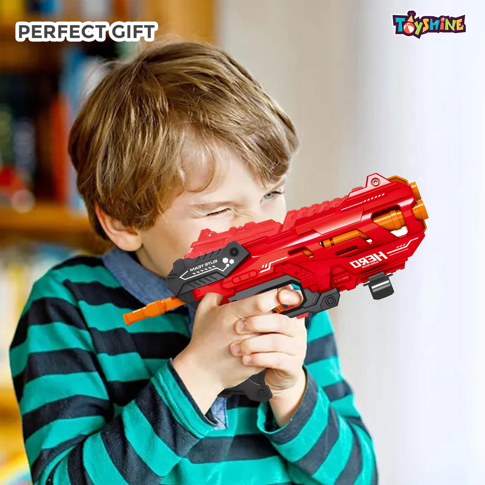 Toyshine Easy to Shoot Foam Bullet Blaster Gun Toy with 8 Pc Soft Bullets Shooting Fun Outdoor Toy for Little Kids - Red