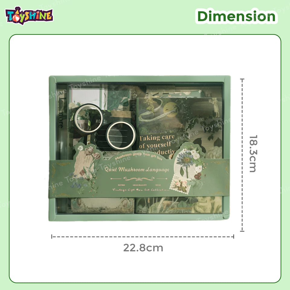 Toyshine Green Field Scrapbooking Vintage Collection - Gift Box Set of 125pcs Aesthetic Journaling Kit, Scrapbook Kit with Stickers, Washi Tapes, Art Craft Gift for Kids Boys Girls Teens - Green