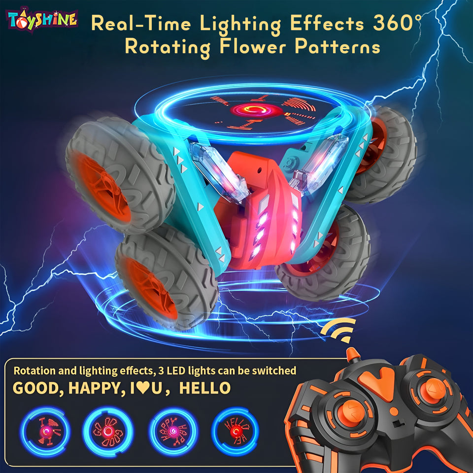 Toyshine Hologram Remote Control Car Stunt RC Cars, 2.4Ghz with Double Sided 360 Flips, 4WD Off Road Drift RC Race Car Toy Stunt Toys for Kids 6-12 Year Old Boys Girls Birthday Gift