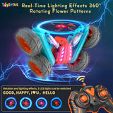 Toyshine Hologram Remote Control Car Stunt RC Cars, 2.4Ghz with Double Sided 360 Flips, 4WD Off Road Drift RC Race Car Toy Stunt Toys for Kids 6-12 Year Old Boys Girls Birthday Gift