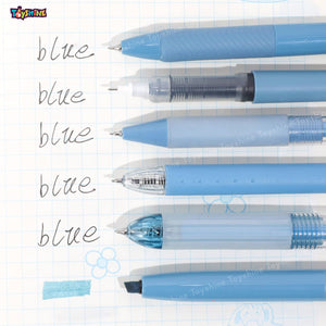 Toyshine 6 pcs Kawaii Click Action 0.5mm Neutral Pens Set High Aesthetic Value Fast Drying Kids Stationery Gift - Blue