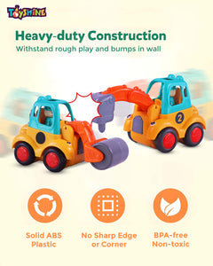 Toyshine Pack of 4 Friction Powered Construction Vehicle Automobile Car Toy Set for Kids 2+Yrs, Multicolor