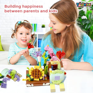 Toyshine Flower Building Blocks Toy kit, Artificial Flowers for Home, Mini Bricks Building Blocks Sets, DIY Decoration Home, Gift for Girls and Boys (752PCS)