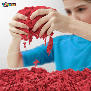 Toyshine Creative Sand for Kids – Natural Sand Kit for Kids Activity Toys | Soft Sand Clay Toys for Kids Boys Girls Without Mould - 500G, RED