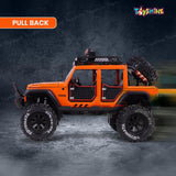 Toyshine 1:24 Scale Die Cast Off-Road Vehicle Toy with Music and Lights | Pull Back Function & Opening Hood Feature Diecast Miniature Model Toy for Car Lovers & Kids 3+, Orange