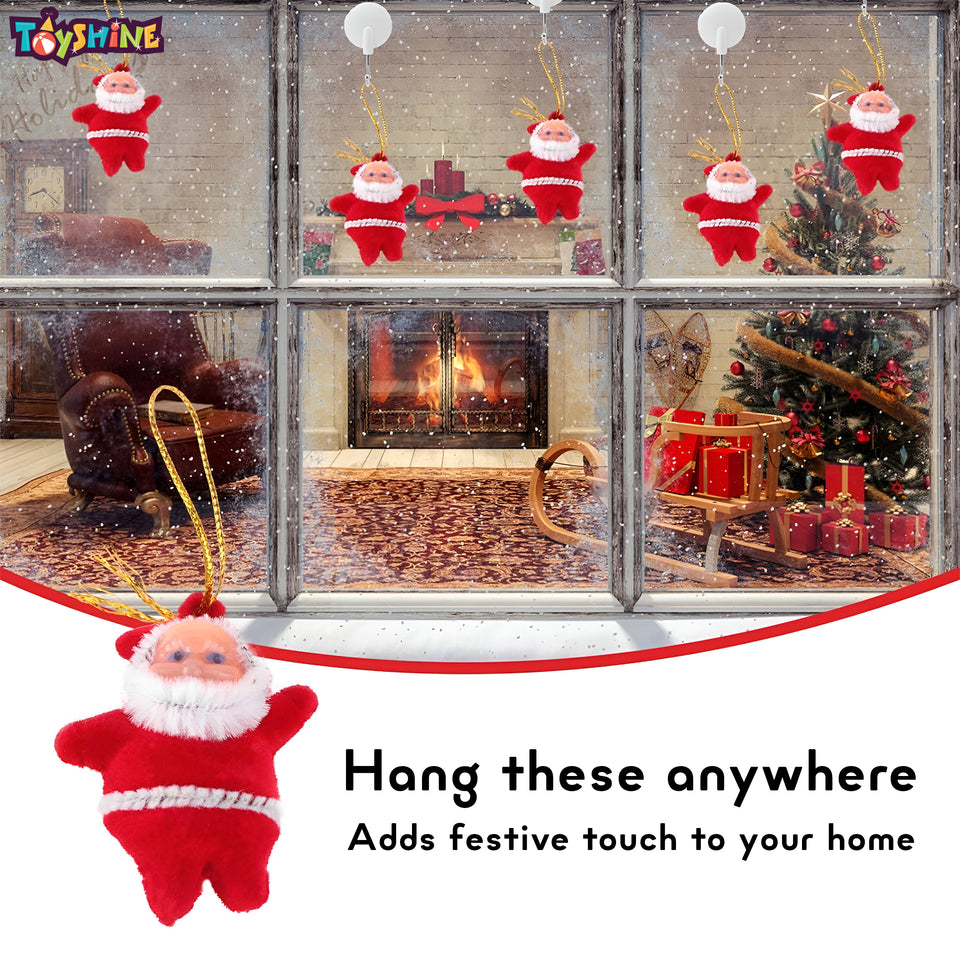 Toyshine 6 Pc Cute Mini Santa Claus Christmas Tree Hanging Decorations Xmas Tree Ornaments Santa Claus Toy Doll for Kids & Christmas Decor