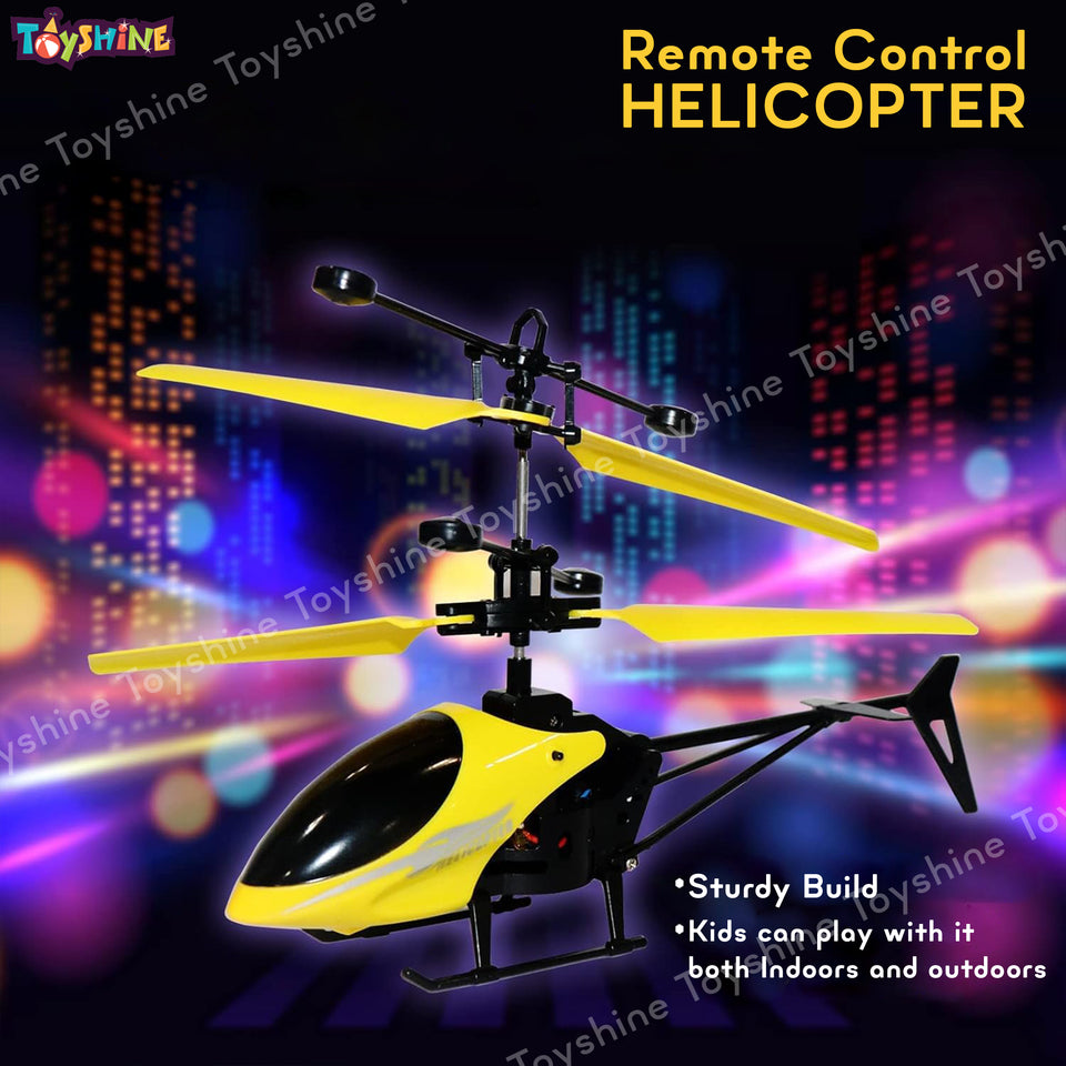 Toyshine Remote Control 2 channel Helicopter with inbuilt Hand Sensor along with USB Charging Tornado Infrared Induction 3D Lights Toy for kids 8+ Years (Yellow)