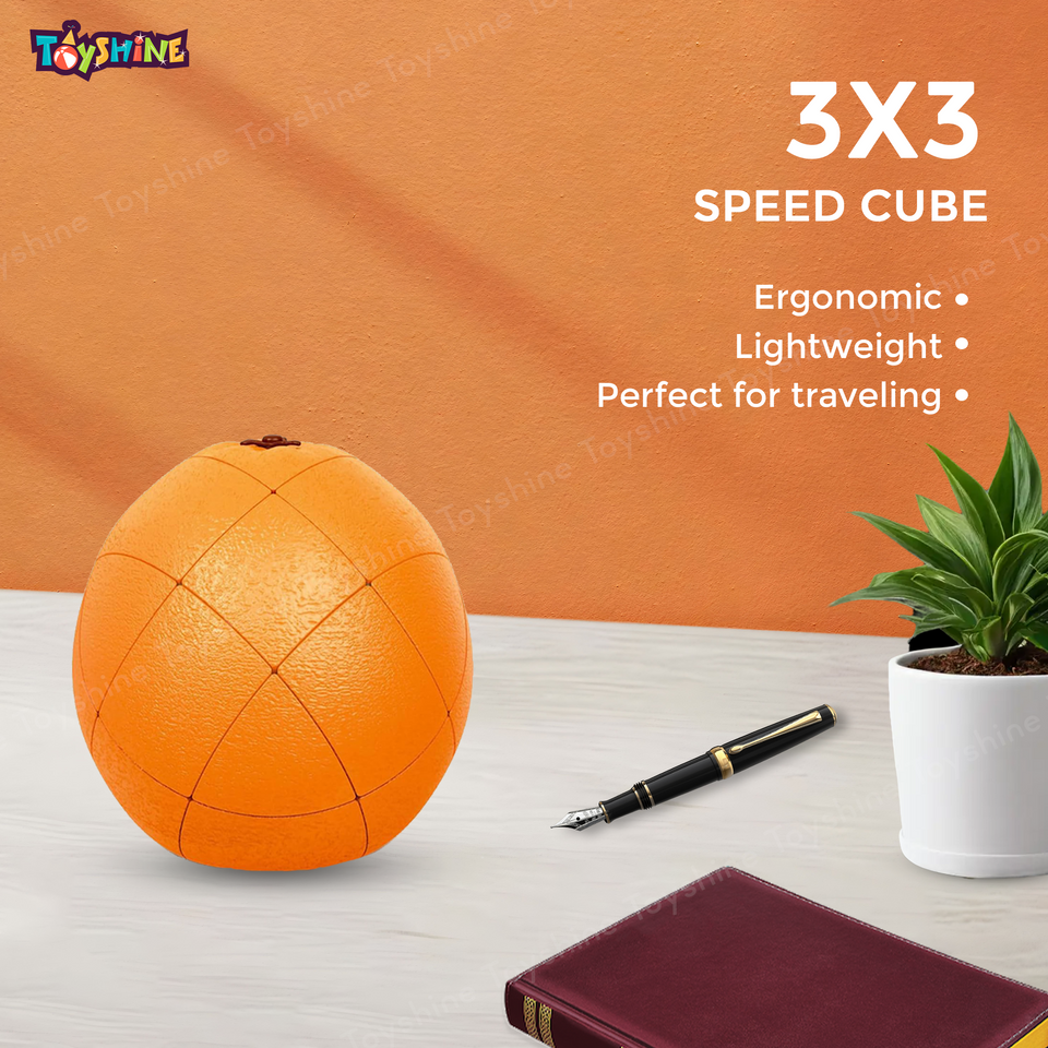 Toyshine Orange Shaped Magic Speed Cube 3x3, Stress Relief Toys for Adults & Children, Cube Educational Creative Puzzle Toys Gifts for Kids Boys Girls Age 3 +