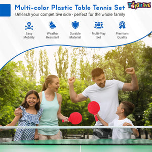 Toyshine Junior Portable Easy to Carry Lite Weight Plastic TT Racket Set Includes 2 Racquets and 2 Balls Tennis Toy Indoor & Outdoor Sports Equipment for Kids Birthday Gift - Multi