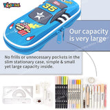 Toyshine Formula Car Hardtop Pencil Case with Compartments - Kids Large Capacity School Supply Organizer Students Stationery Box - Girls Boys Pen Pouch- Light Blue