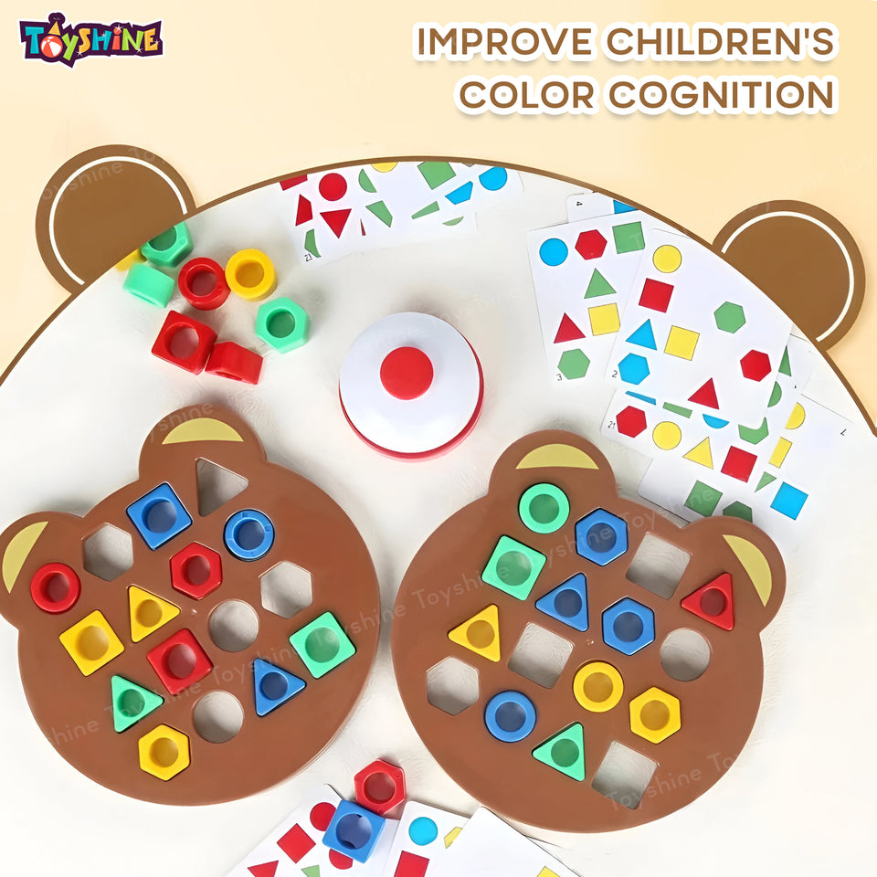 Toyshine Geometric Shape Matching Puzzle Learning Battle Interactive Educational Brainteaser Smart Games Parent Child Interactive Toys for Kids 3+