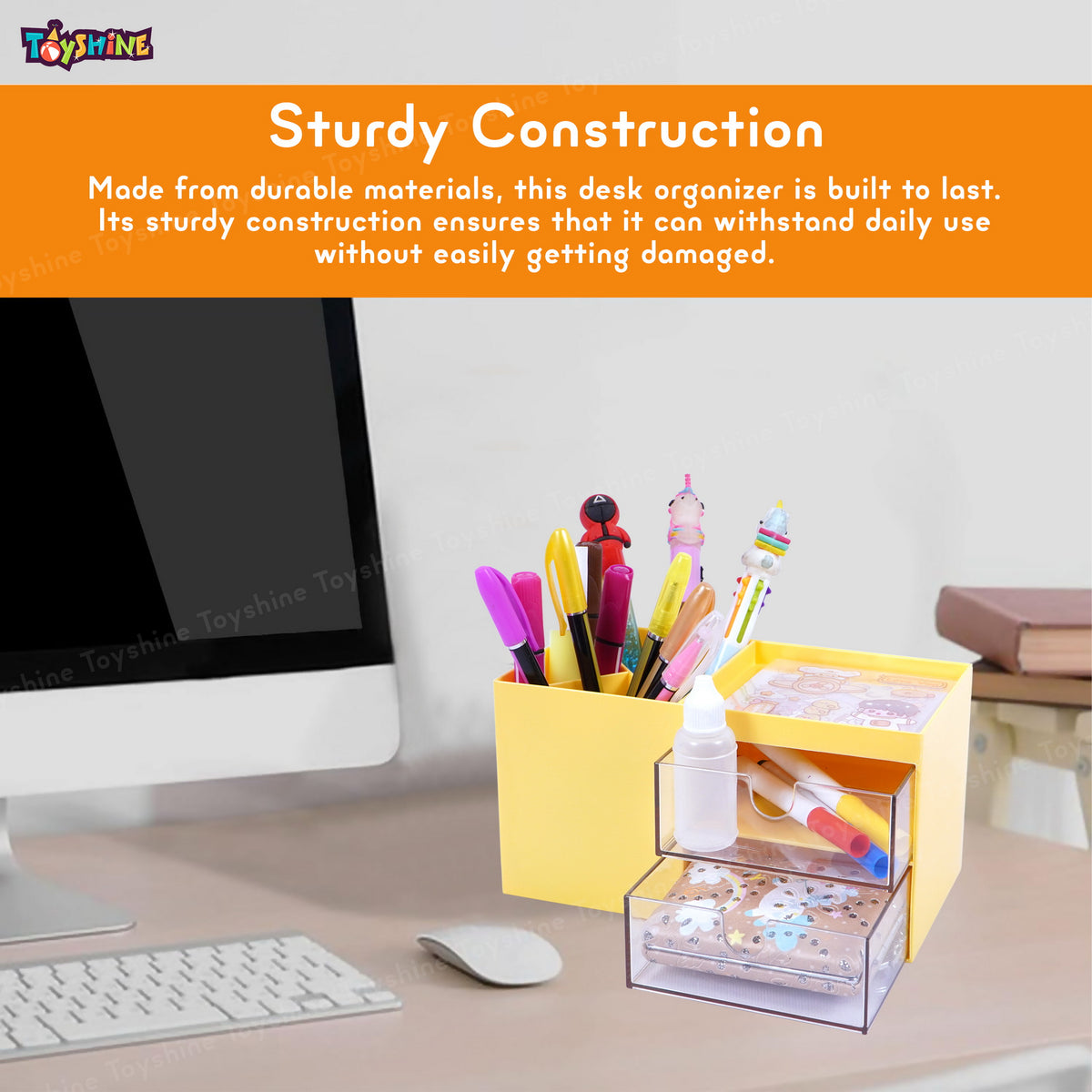 Toyshine Multi-Functional Desk Drawer Organizer Storages Box inbuilt 3