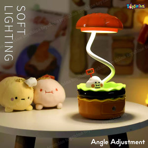 Toyshine 2 in 1 Hamburgur Shape Table Lamp Rechargeable Adjustable Small Desk Lamp with Pencil Sharpener for Study Room Home Office Kid Gifts
