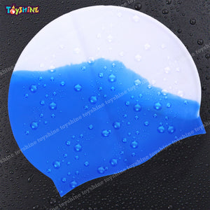 Toyshine Comfortable High Elasticity Appropriate for Long & Short Hair Anti-Slip Silicone Swimming Cap - Blue Multi