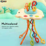 Toyshine Baby Ellie Sensory Montessori Food Grade Silicone Pull String Activity Toy for Teething Play Adventure Travel-Friendly Perfect for 6+ Months - Elephant