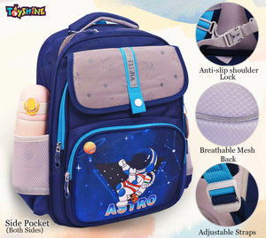 Toyshine Blue Space Astro High School College Backpacks 16 inches for Teen Girls Boys Lightweight Bag- Dark Blue