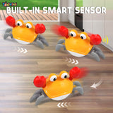 Toyshine Cute Walking Moving Dancing Crab Learning Crawl Sensory Interactive USB Rechargeable Toy Gift for 3+Babies Infant Toddler Kid Boys Girls