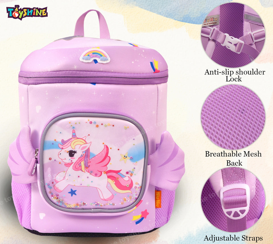 Toyshine My Funny Flying Unicorn Backpacks for Kids Girls Boys Cute Toddler Backpack Preschool Nursery Travel Bag - Mini S - Purple