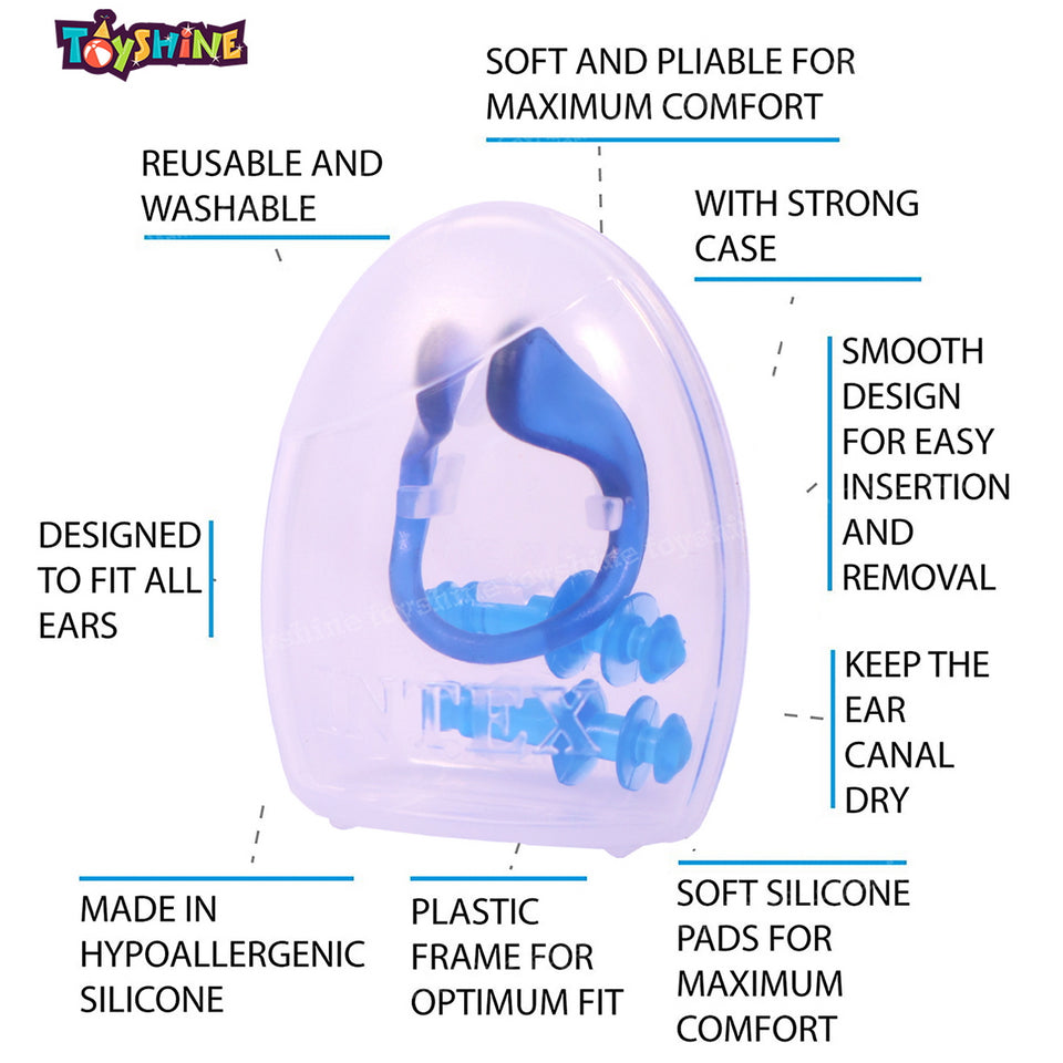 Toyshine Pack of 2 Sets Waterproof Silicone Swimming Earplugs Nose Clip Plugs, Ear & Nose Protector Swimming Sets