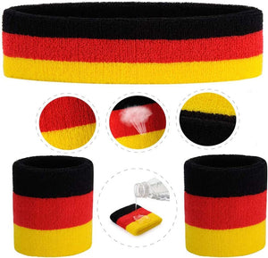 Toyshine 9 Pieces Sweatbands Set, Includes Sports Headband and Wrist Sweatbands Striped Sweat Band for Athletic Men and Women - Multicolor