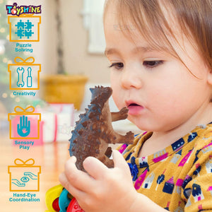 Toyshine Pack of 23 Big Size Soft Wild Animal Dinosaur Rubber Play Toy for Kids Baby 3 4 5 6 7 Year Old, Non Toxic