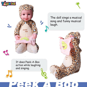 Toyshine Cheetah Peek-A-Boo Laughing Plush Stuffed Animal, 12 Inches, Blue