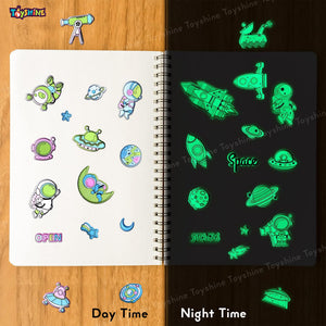 Toyshine 12 Sheets Glow in The Dark Space Theme Wall Stickers Décor for Kids Room, Scrapbooking Notebook Project Practical's Decoration and Fun Birthday Gift Party Supplies Reward - Design May Vary