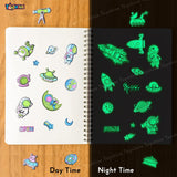 Toyshine 12 Sheets Glow in The Dark Space Theme Wall Stickers Décor for Kids Room, Scrapbooking Notebook Project Practical's Decoration and Fun Birthday Gift Party Supplies Reward - Design May Vary