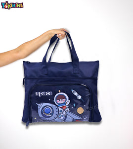 Toyshine Astronaut Design Handbag 14x10 Inches | Tuition, Picnic, Laptop, Notebook Carrying Handbag for Students - Dark Blue