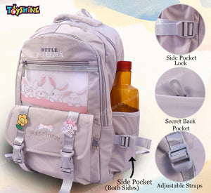 Toyshine Happiness High School College Backpacks for Teen Girls Boys Lightweight Bag - Grey