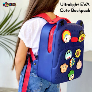 Toyshine 13" Ultralight EVA Cute Kids Toddler Waterproof Kawaii Backpack Plush Toy Cartoon Children Bag for 3~8 Years -Blue