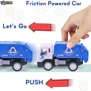 Toyshine Pack of 2 Pullback City Builder Construction Truck Vehicles Crane and Garbage Truck Toy Moveable Parts Non-Toxic for 3+ Years - Model A