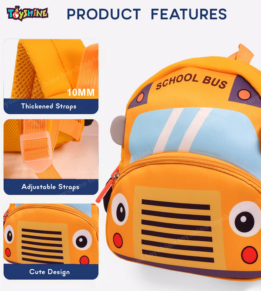 Toyshine 12" Cute Car Face Backpack for Kids Girls Boys Toddler Backpack Preschool Nursery Travel Bag - Mini Size - Orange