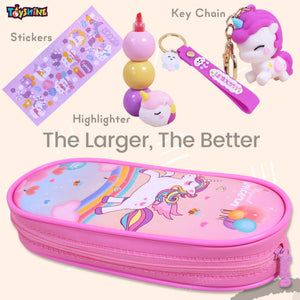 Toyshine 3 Pc Unicorn Theme Kawaii Stationary Set for Kids Aesthetic Stationery Items for School & College Students - Model C