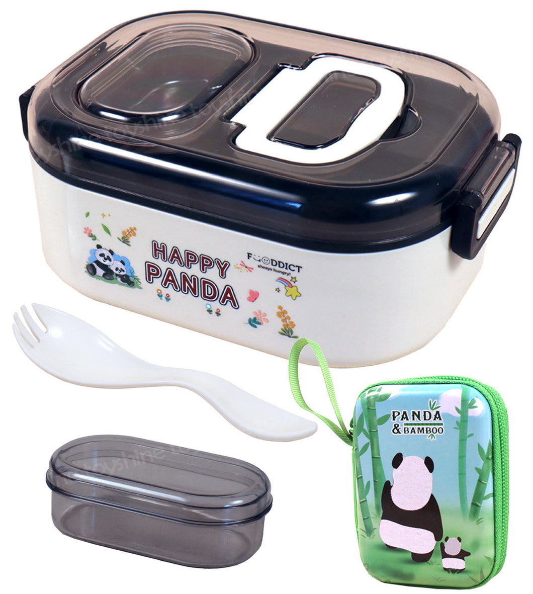 Spanker Panda Lunch Box Thermal Stainless Steel 1000 ML Insulation Brunch Munch Box Tableware Set Portable Lunch Containers for Kid Adult Student Children Keep Food