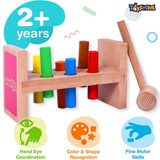 Toyshine Classic Wooden Pounding Bench Toy for Toddlers, Developmental & Sensory Toy for Boys & Girls